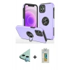 MARSİLYAN™- iPhone 12 Mini Kılıf Odak Form Prime - Siyah Polymer Nano Ekran Koruyucu + Raze Metal Kamera Lens - MI