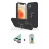 MARSİLYAN™- iPhone 12 Mini Kılıf Odak Form Prime - Siyah Polymer Nano Ekran Koruyucu + Raze Metal Kamera Lens - KI