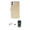 MARSİLYAN™- iPhone 12 Mini Kılıf Siluet Işık Serisi - Şeffaf 360 Full Body Arka Koruyucu + Sarı Renkli Kamera Lens Koruma Cam