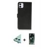 MARSİLYAN™- iPhone 12 Mini Kılıf Siluet Işık Serisi - Siyah 360 Mat Full Body Arka Koruyucu + Mavi Raze Metal Kamera Lens