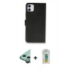 MARSİLYAN™- iPhone 12 Mini Kılıf Siluet Işık Serisi - Siyah Polymer Nano Ekran Koruyucu + Raze Metal Kamera Lens - YL