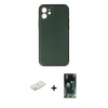 MARSİLYAN™- iPhone 12 Mini Kılıf Yadigar Klasik - Şeffaf 360 Full Body Arka Koruyucu + Turuncu Renkli Kamera Lens Koruma Cam