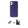 MARSİLYAN™- iPhone 12 Mini Kılıf Yadigar Klasik - Şeffaf Temperli Cam Ekran Koruyucu + Gold Shine Kamera Lens Koruma Cam