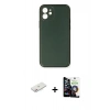 MARSİLYAN™- iPhone 12 Mini Kılıf Yadigar Klasik - Şeffaf Temperli Cam Ekran Koruyucu + Renkli Kamera Lens Koruma Cam - PE