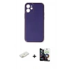 MARSİLYAN™- iPhone 12 Mini Kılıf Yadigar Klasik - Şeffaf Temperli Cam Ekran Koruyucu + Renkli Kamera Lens Koruma Cam - TU