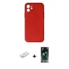 MARSİLYAN™- iPhone 12 Mini Kılıf Yadigar Klasik - Siyah 360 Mat Full Body Arka Koruyucu + Renkli Kamera Lens Koruma Cam - SI