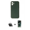 MARSİLYAN™- iPhone 12 Mini Kılıf Yadigar Klasik - Siyah 360 Mat Full Body Arka Koruyucu + Şeffaf Kamera Lens Koruma Cam