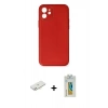 MARSİLYAN™- iPhone 12 Mini Kılıf Yadigar Klasik - Siyah Polymer Nano Ekran Koruyucu + Renkli Kamera Lens Koruma Cam - YL