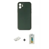 MARSİLYAN™- iPhone 12 Mini Kılıf Yadigar Klasik - Siyah Polymer Nano Ekran Koruyucu + Renkli Kamera Lens Koruma Cam - SI