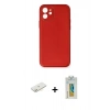 MARSİLYAN™- iPhone 12 Mini Kılıf Yadigar Klasik - Siyah Polymer Nano Ekran Koruyucu + Renkli Kamera Lens Koruma Cam - SI