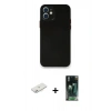 MARSİLYAN™- iPhone 12 Mini Kılıf Yadigar Yansıma Serisi - Siyah 360 Mat Full Body Arka Koruyucu + Renkli Kamera Lens Koruma Cam - PE
