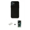 MARSİLYAN™- iPhone 12 Mini Kılıf Yadigar Yansıma Serisi - Siyah 360 Mat Full Body Arka Koruyucu + Renkli Kamera Lens Koruma Cam - YL