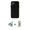 MARSİLYAN™- iPhone 12 Mini Kılıf Yadigar Yansıma Serisi - Siyah Polymer Nano Ekran Koruyucu + Raze Metal Kamera Lens - MI