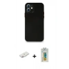 MARSİLYAN™- iPhone 12 Mini Kılıf Yadigar Yansıma Serisi - Siyah Polymer Nano Ekran Koruyucu + Renkli Kamera Lens Koruma Cam - PE