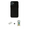 MARSİLYAN™- iPhone 12 Mini Kılıf Yadigar Yansıma Serisi - Siyah Polymer Nano Ekran Koruyucu + Renkli Kamera Lens Koruma Cam - SI