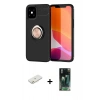 MARSİLYAN™- iPhone 12 Mini Kılıf Yankı Form Prime - Siyah 360 Mat Full Body Arka Koruyucu + Renkli Kamera Lens Koruma Cam - TU