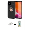 MARSİLYAN™- iPhone 12 Mini Kılıf Yankı Form Prime - Siyah Polymer Nano Ekran Koruyucu + Renkli Kamera Lens Koruma Cam - PE