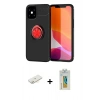 MARSİLYAN™- iPhone 12 Mini Kılıf Yankı Form Prime - Siyah Polymer Nano Ekran Koruyucu + Renkli Kamera Lens Koruma Cam - SI