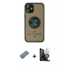 MARSİLYAN™- iPhone 12 Mini Kılıf Yörünge Çizgi - Şeffaf Temperli Cam Ekran Koruyucu + Gümüş Shine Kamera Lens Koruma Cam