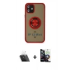 MARSİLYAN™- iPhone 12 Mini Kılıf Yörünge Çizgi - Şeffaf Temperli Cam Ekran Koruyucu + Kamera Lens Koruma Cam - SF