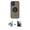 MARSİLYAN™- iPhone 12 Mini Kılıf Yörünge Çizgi - Şeffaf Temperli Cam Ekran Koruyucu + Raze Metal Kamera Lens - KI