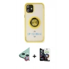 MARSİLYAN™- iPhone 12 Mini Kılıf Yörünge Çizgi - Şeffaf Temperli Cam Ekran Koruyucu + Raze Metal Kamera Lens - KI