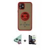 MARSİLYAN™- iPhone 12 Mini Kılıf Yörünge Çizgi - Şeffaf Temperli Cam Ekran Koruyucu + Raze Metal Kamera Lens - KI