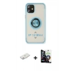 MARSİLYAN™- iPhone 12 Mini Kılıf Yörünge Çizgi - Şeffaf Temperli Cam Ekran Koruyucu + Pembe Renkli Kamera Lens Koruma Cam