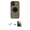 MARSİLYAN™- iPhone 12 Mini Kılıf Yörünge Çizgi - Şeffaf Temperli Cam Ekran Koruyucu + Pembe Renkli Kamera Lens Koruma Cam