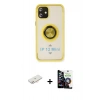 MARSİLYAN™- iPhone 12 Mini Kılıf Yörünge Çizgi - Şeffaf Temperli Cam Ekran Koruyucu + Renkli Kamera Lens Koruma Cam - YL