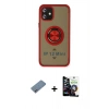 MARSİLYAN™- iPhone 12 Mini Kılıf Yörünge Çizgi - Şeffaf Temperli Cam Ekran Koruyucu + Shine Kamera Lens Koruma Cam - SABE