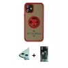 MARSİLYAN™- iPhone 12 Mini Kılıf Yörünge Çizgi - Siyah 360 Mat Full Body Arka Koruyucu + Raze Metal Kamera Lens - MI
