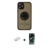 MARSİLYAN™- iPhone 12 Mini Kılıf Yörünge Çizgi - Siyah 360 Mat Full Body Arka Koruyucu + Renkli Kamera Lens Koruma Cam - SI