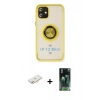 MARSİLYAN™- iPhone 12 Mini Kılıf Yörünge Çizgi - Siyah 360 Mat Full Body Arka Koruyucu + Renkli Kamera Lens Koruma Cam - YL