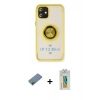 MARSİLYAN™- iPhone 12 Mini Kılıf Yörünge Çizgi - Siyah Polymer Nano Ekran Koruyucu + Shine Kamera Lens Koruma Cam - GD