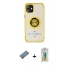 MARSİLYAN™- iPhone 12 Mini Kılıf Yörünge Çizgi - Siyah Polymer Nano Ekran Koruyucu + Shine Kamera Lens Koruma Cam - GS