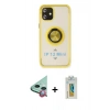MARSİLYAN™- iPhone 12 Mini Kılıf Yörünge Çizgi - Siyah Polymer Nano Ekran Koruyucu + Raze Metal Kamera Lens - KI
