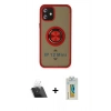 MARSİLYAN™- iPhone 12 Mini Kılıf Yörünge Çizgi - Siyah Polymer Nano Ekran Koruyucu + Kamera Lens Koruma Cam - SF