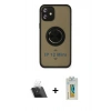 MARSİLYAN™- iPhone 12 Mini Kılıf Yörünge Çizgi - Siyah Polymer Nano Ekran Koruyucu + Kamera Lens Koruma Cam - SF