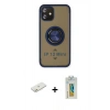 MARSİLYAN™- iPhone 12 Mini Kılıf Yörünge Çizgi - Siyah Polymer Nano Ekran Koruyucu + Renkli Kamera Lens Koruma Cam - TU