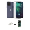 MARSİLYAN™- iPhone 12 Mini Kılıf Zirve Doku - Şeffaf 360 Full Body Arka Koruyucu + Renkli Kamera Lens Koruma Cam - TU