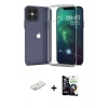 MARSİLYAN™- iPhone 12 Mini Kılıf Zirve Doku - Şeffaf Temperli Cam Ekran Koruyucu + Yeşil Renkli Kamera Lens Koruma Cam