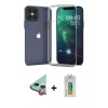 MARSİLYAN™- iPhone 12 Mini Kılıf Zirve Doku - Siyah Polymer Nano Ekran Koruyucu + Raze Metal Kamera Lens - KI