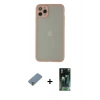 MARSİLYAN™- iPhone 12 Pro Kılıf Ahenk Çizgi Serisi - Şeffaf 360 Full Body Arka Koruyucu + Metal Kamera Lens Koruma Cam - GS