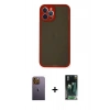 MARSİLYAN™- iPhone 12 Pro Kılıf Ahenk Çizgi Serisi - Şeffaf 360 Full Body Arka Koruyucu + Neon Fosforlu Kamera Lens - SI