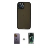 MARSİLYAN™- iPhone 12 Pro Kılıf Ahenk Çizgi Serisi - Şeffaf 360 Full Body Arka Koruyucu + Neon Fosforlu Kamera Lens - SI