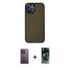 MARSİLYAN™- iPhone 12 Pro Kılıf Ahenk Çizgi Serisi - Şeffaf 360 Full Body Arka Koruyucu + Neon Fosforlu Kamera Lens - SI