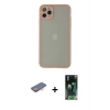 MARSİLYAN™- iPhone 12 Pro Kılıf Ahenk Çizgi Serisi - Şeffaf 360 Full Body Arka Koruyucu + Renkli Kamera Lens Koruma Cam - TU