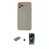 MARSİLYAN™- iPhone 12 Pro Kılıf Ahenk Çizgi Serisi - Şeffaf 360 Full Body Arka Koruyucu + Renkli Kamera Lens Koruma Cam - PE