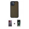 MARSİLYAN™- iPhone 12 Pro Kılıf Ahenk Çizgi Serisi - Şeffaf 360 Full Body Arka Koruyucu + Neon Fosforlu Kamera Lens - TU